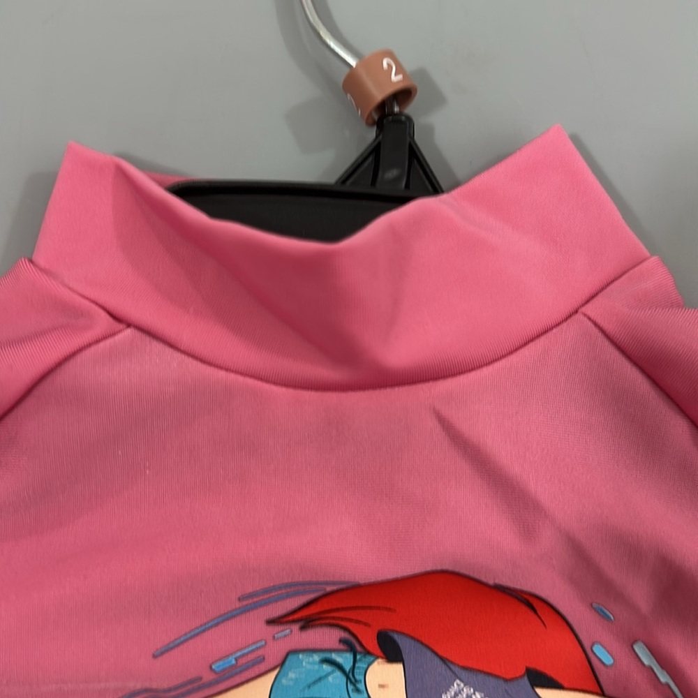 0441 NWT Disney Little Mermaid adidas Kids Pink Swim Rashguard - Picture 5 of 8